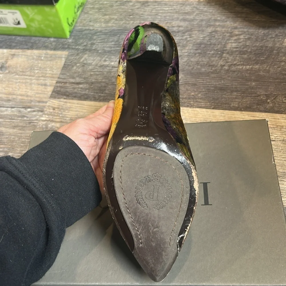 Pollini Italian Floral Heels Size 39 1/2 Floral